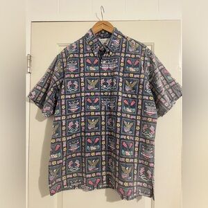 Reyn Spooner Dietrich Varez Hawaiian Button Pullover Shirt USA Flag‎ Patriotic